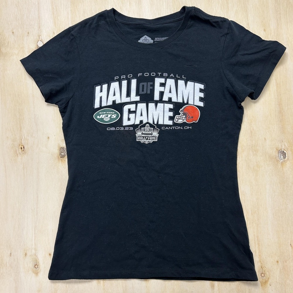 New York Jets Cleveland Browns Shirt Womens Small Black NFL Hall Of Fame Game